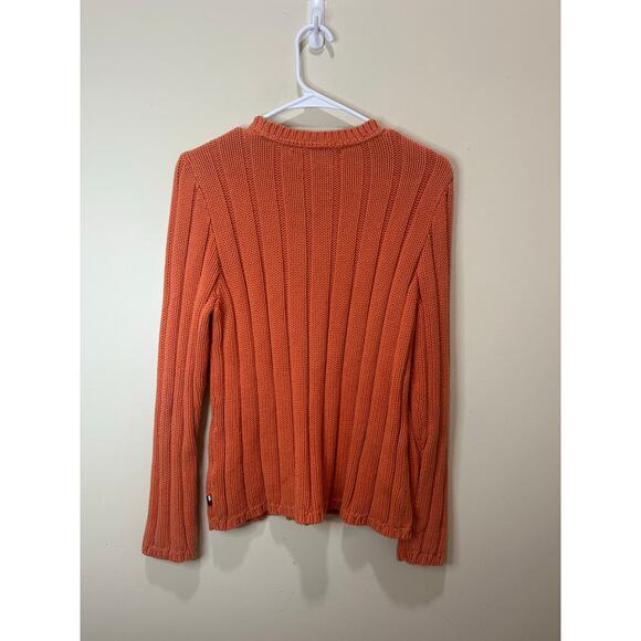Tommy Hilfiger Vintage Chunky Cotton Logo Sweater Orange Y2K Sz L Women - Picture 4 of 7